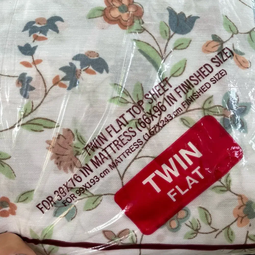 Vintage Cannon Dura Soft Twin Flat Sheet Floral Cottagecore NEW No Iron NOS